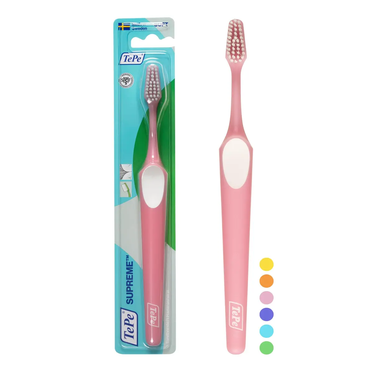 TePe Supreme Toothbrush Soft Bristle Pink 1 Count (Pack of 1) | Tapered Head for Sensitive Teeth & Gum Care - main product image