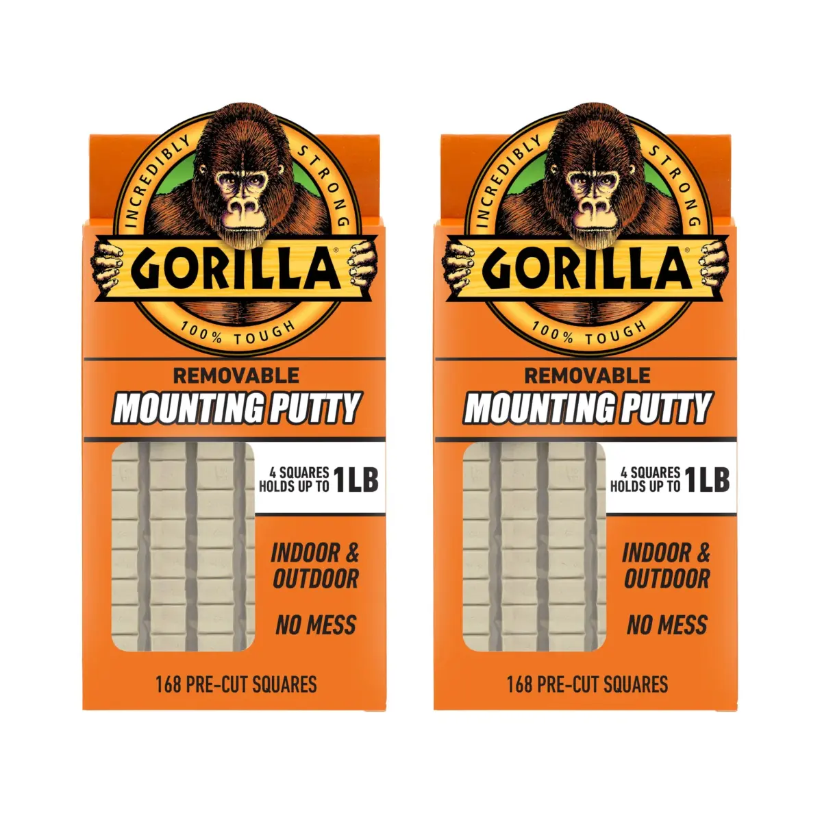 Gorilla Mounting Putty Natural Tan 2-Pack | Holds 2 lbs. Removable Adhesive - main product image