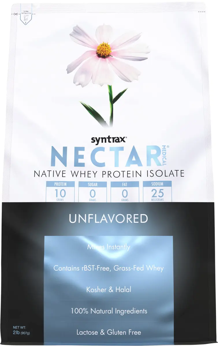 Syntrax Nectar Medical, Pure Whey Isolate Protein Powder, Unflavored, 2 lb | Native whey, lactose & gluten free, 10g protein - main product image
