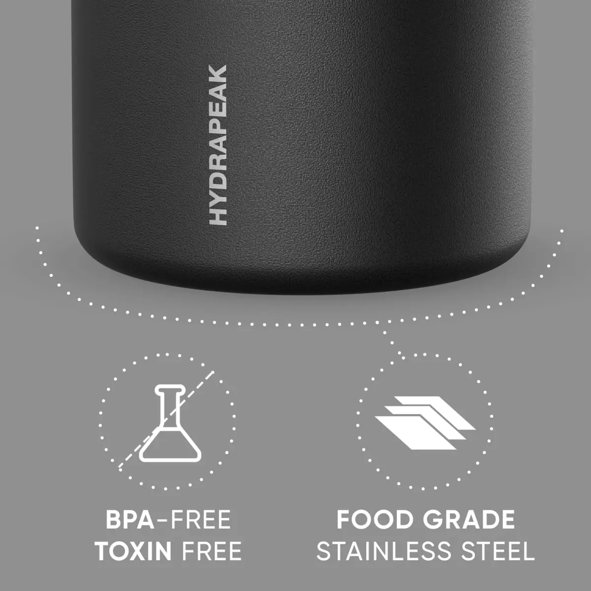 Hydrapeak 750ml (25oz) Black Vacuum Insulated Food Jar | Keeps Food Hot 10 Hrs, Cold 16 Hrs - view 3