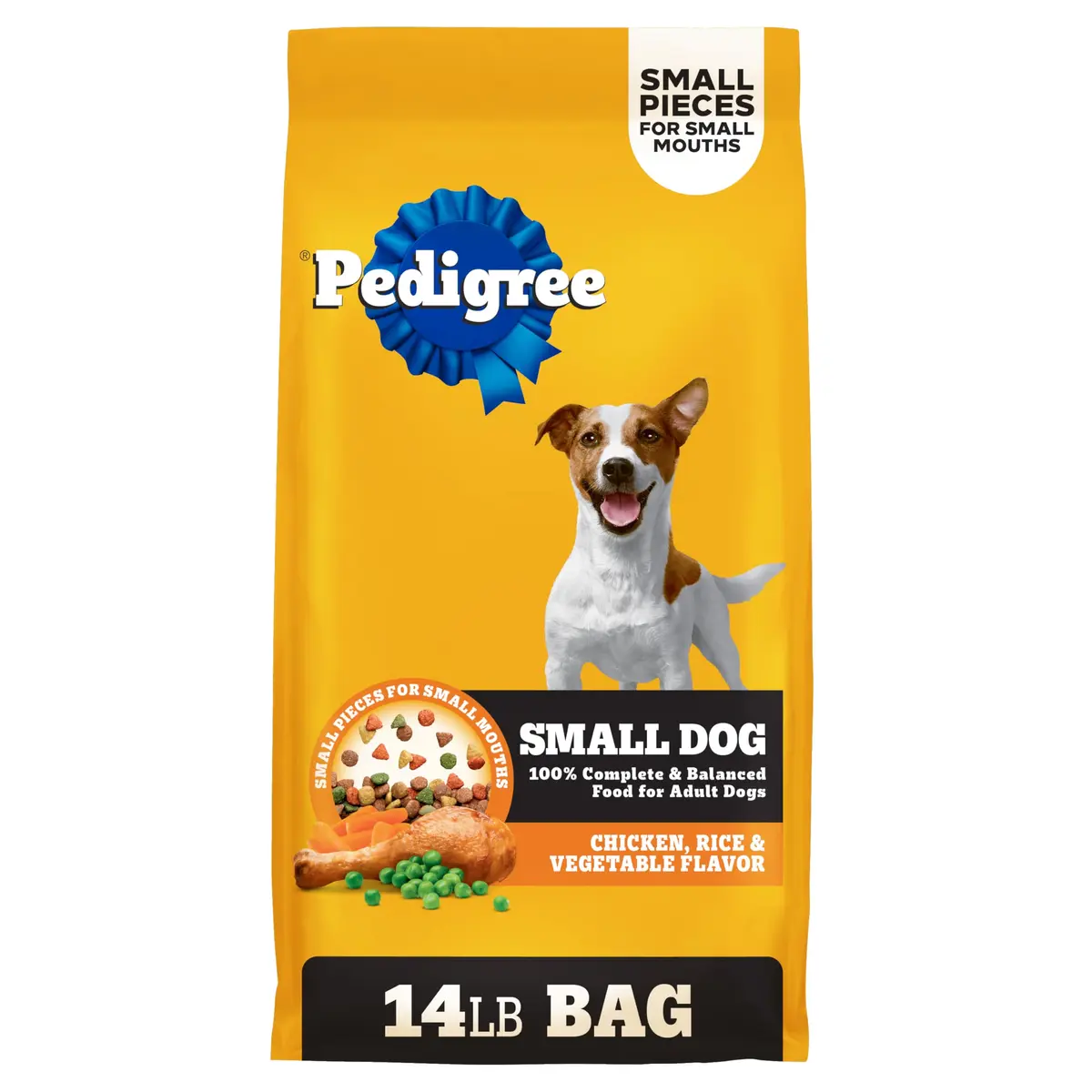 Pedigree Small Dogs Dry Dog Food Roasted Chicken & Vegetable 14 lb | Supports Daily Vitality & Digestion - main product image