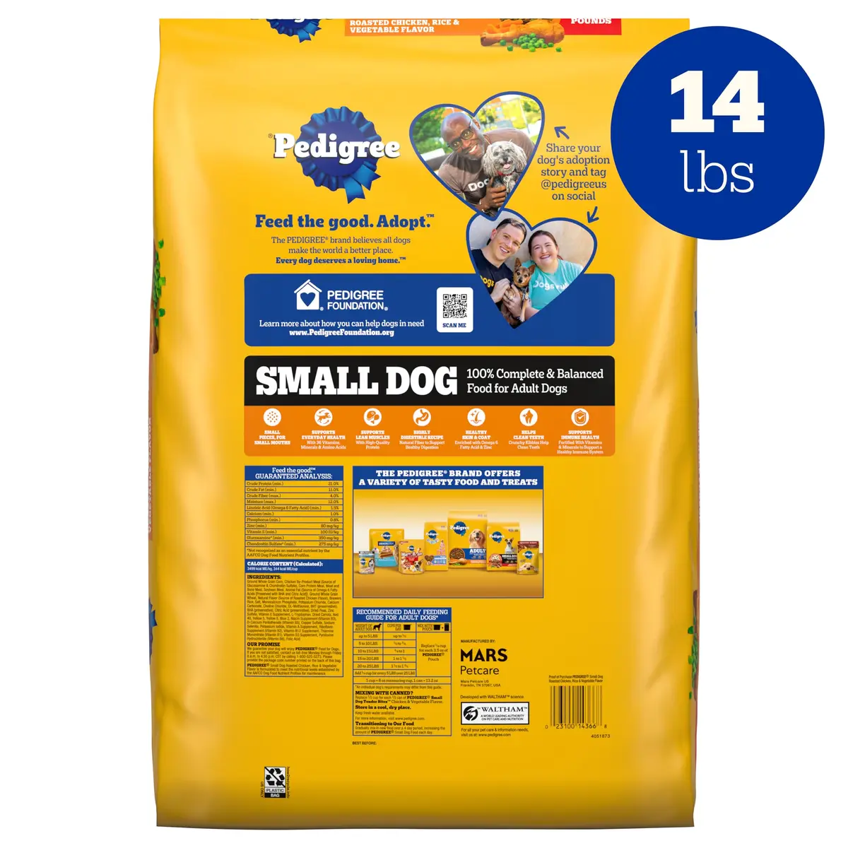 Pedigree Small Dogs Dry Dog Food Roasted Chicken & Vegetable 14 lb | Supports Daily Vitality & Digestion - view 8