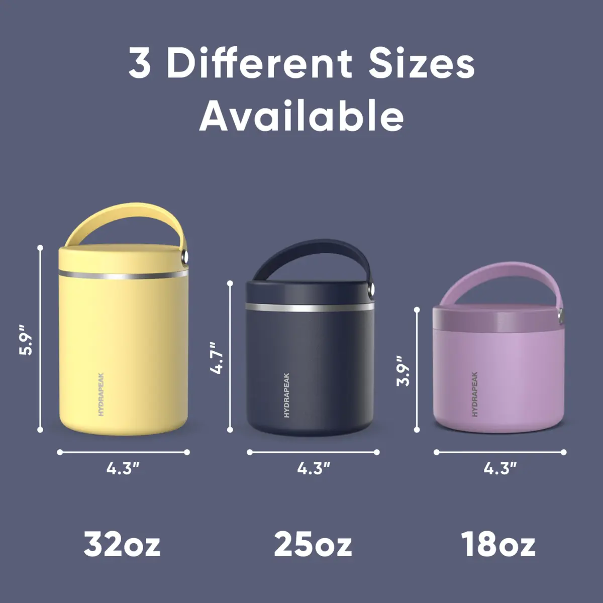 Hydrapeak 25oz Stainless Steel Vacuum Insulated Food Jar | Hot & Cold Food, Wide Mouth Leak-Proof Soup Container, 10 Hrs Hot / 16 Hrs Cold (Navy) - view 5
