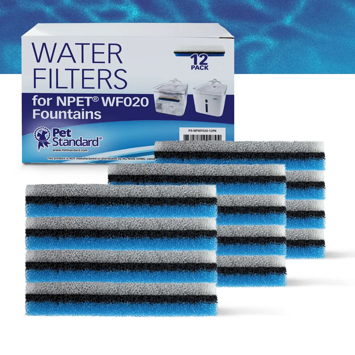 PET STANDARD Filters for NPET WF020 Fountain | 12-Pack Replacement Filters for Cats - view 2