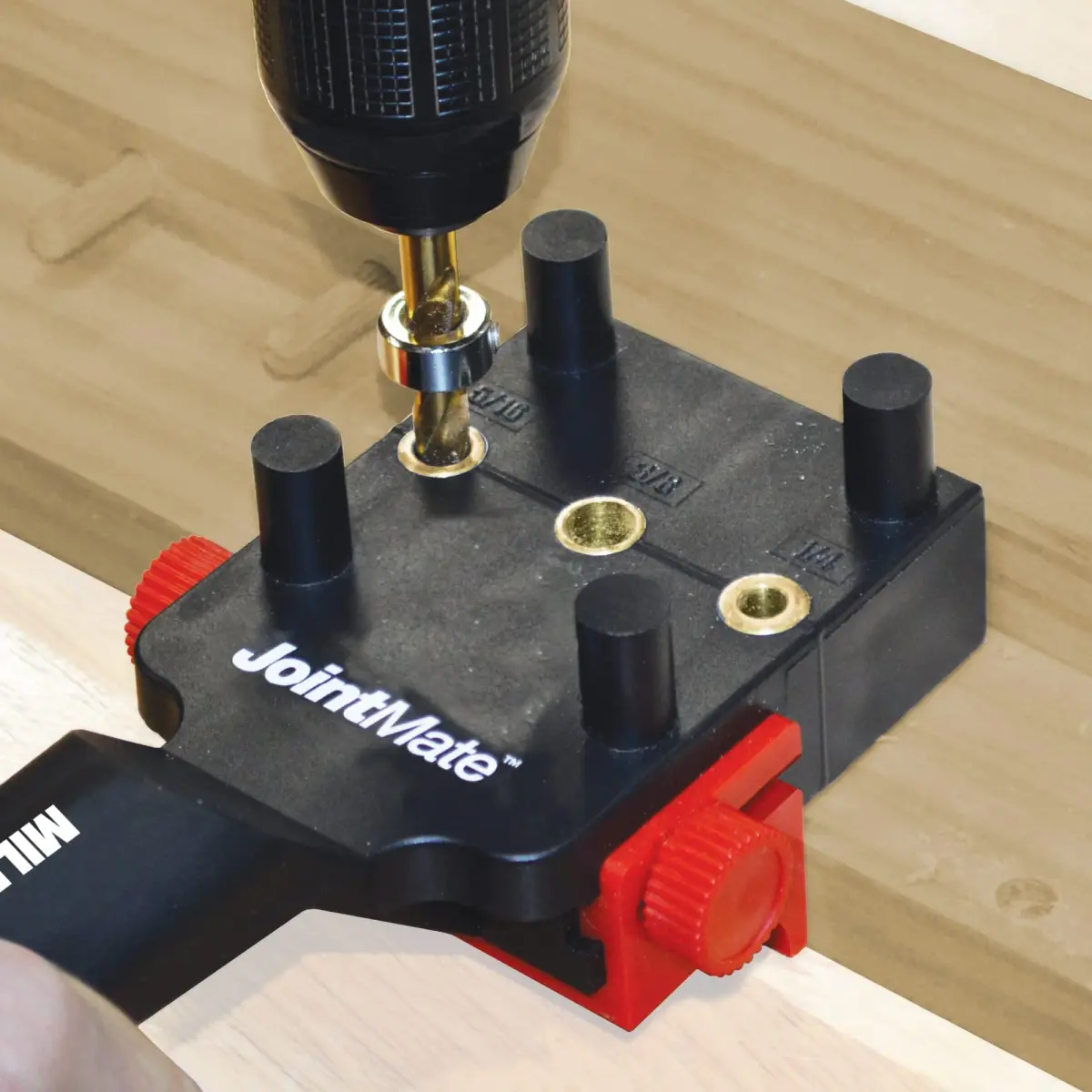 Milescraft 1332 Joint Mate Dowel Jig with 3 Metal Bushings (1/4", 5/16", 3/8") | For Corner, Edge, and Surface Joints - view 3