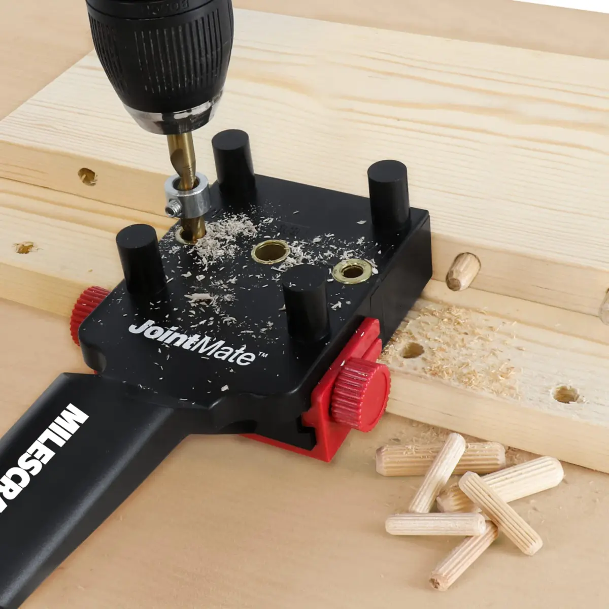 Milescraft 1332 Joint Mate Dowel Jig with 3 Metal Bushings (1/4", 5/16", 3/8") | For Corner, Edge, and Surface Joints - view 4