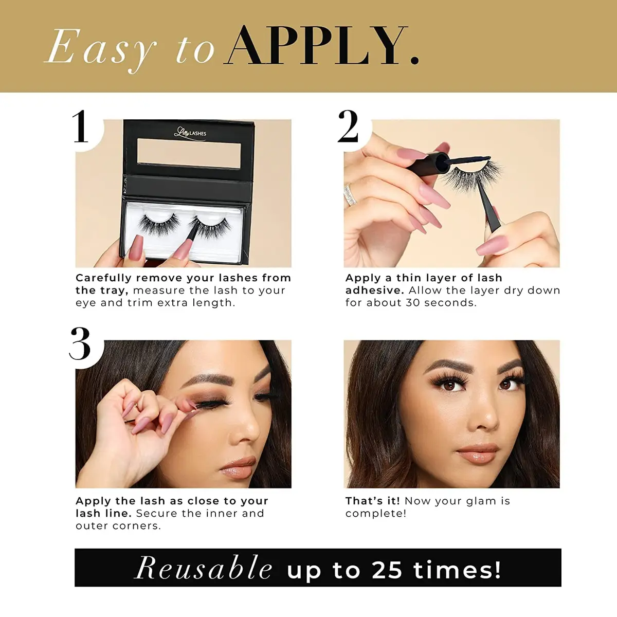 Lilly Lashes Premium Synthetic Lashes LA | Natural Look, Reusable Up to 10 Wears, 15mm - view 4