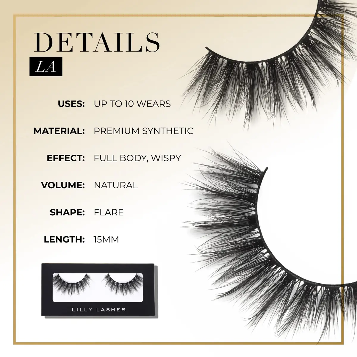 Lilly Lashes Premium Synthetic Lashes LA | Natural Look, Reusable Up to 10 Wears, 15mm - view 3