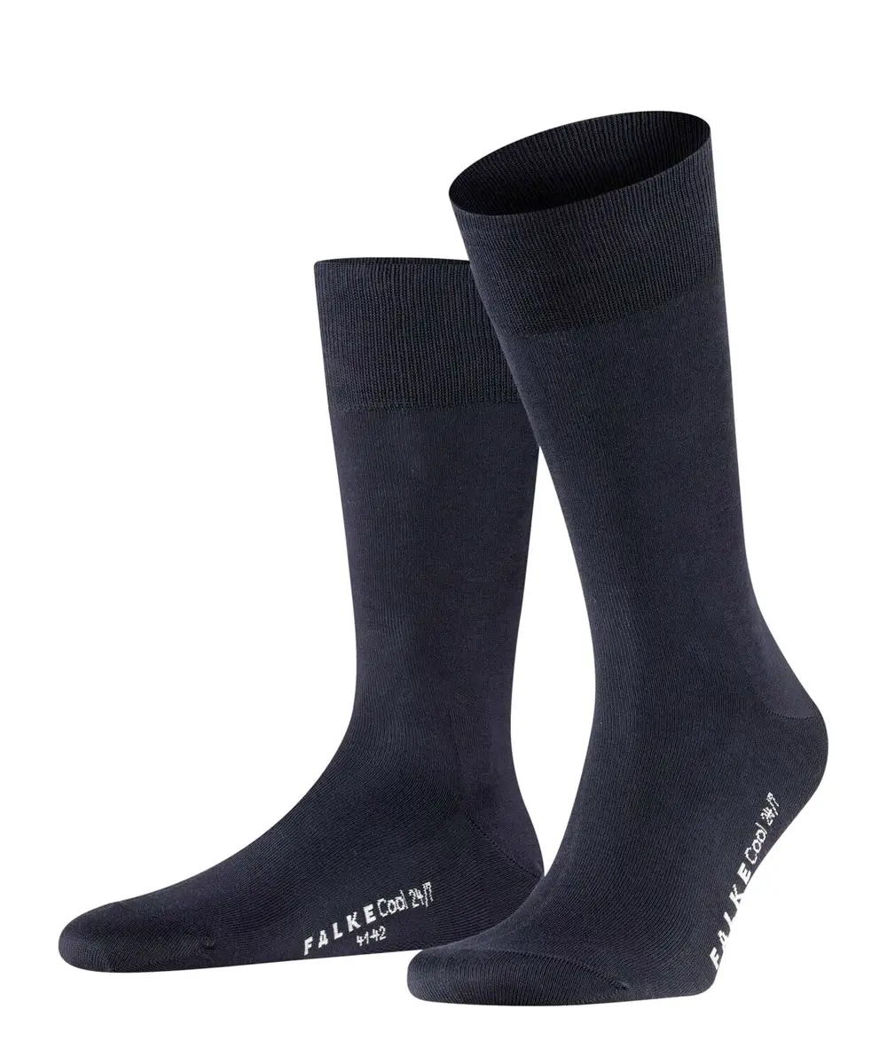 FALKE Men's Cool 24/7 Crew Socks Dark Navy Blue 41-42 (EU 8-9 US) | Breathable Organic Cotton Business Socks - main product image