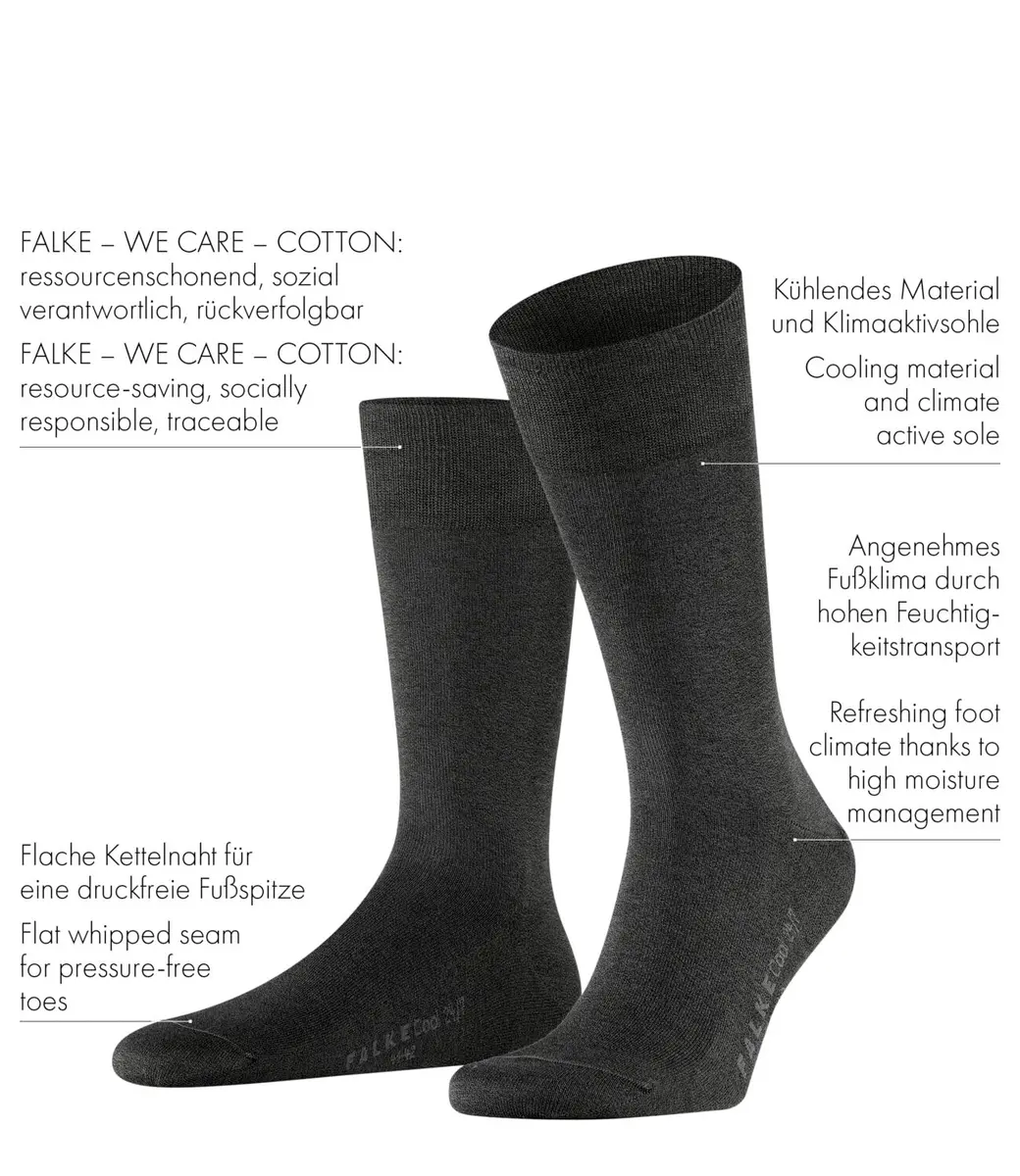 FALKE Men's Cool 24/7 Crew Socks Dark Navy Blue 41-42 (EU 8-9 US) | Breathable Organic Cotton Business Socks - view 3