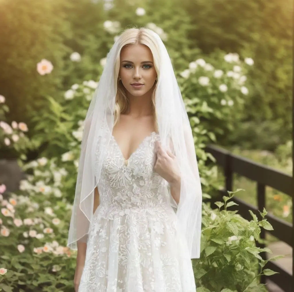 SAMKY Bridal Wedding Veil Waltz Length 60" | Pencil Edge, White, One Size - view 2