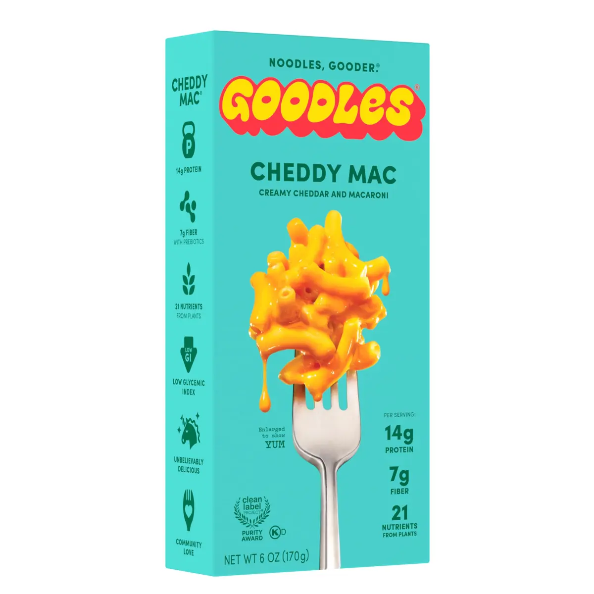 GOODLES Mac & Cheese Cheddar 6oz (170g) | 14g Protein Per Serving - main product image
