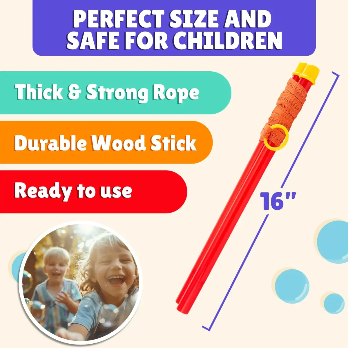 Atlasonix Giant Bubble Wand Set with 2 Gallons Bubble Solution Powder | Non-Toxic & Easy to Use for Kids Ages 3+ - view 3