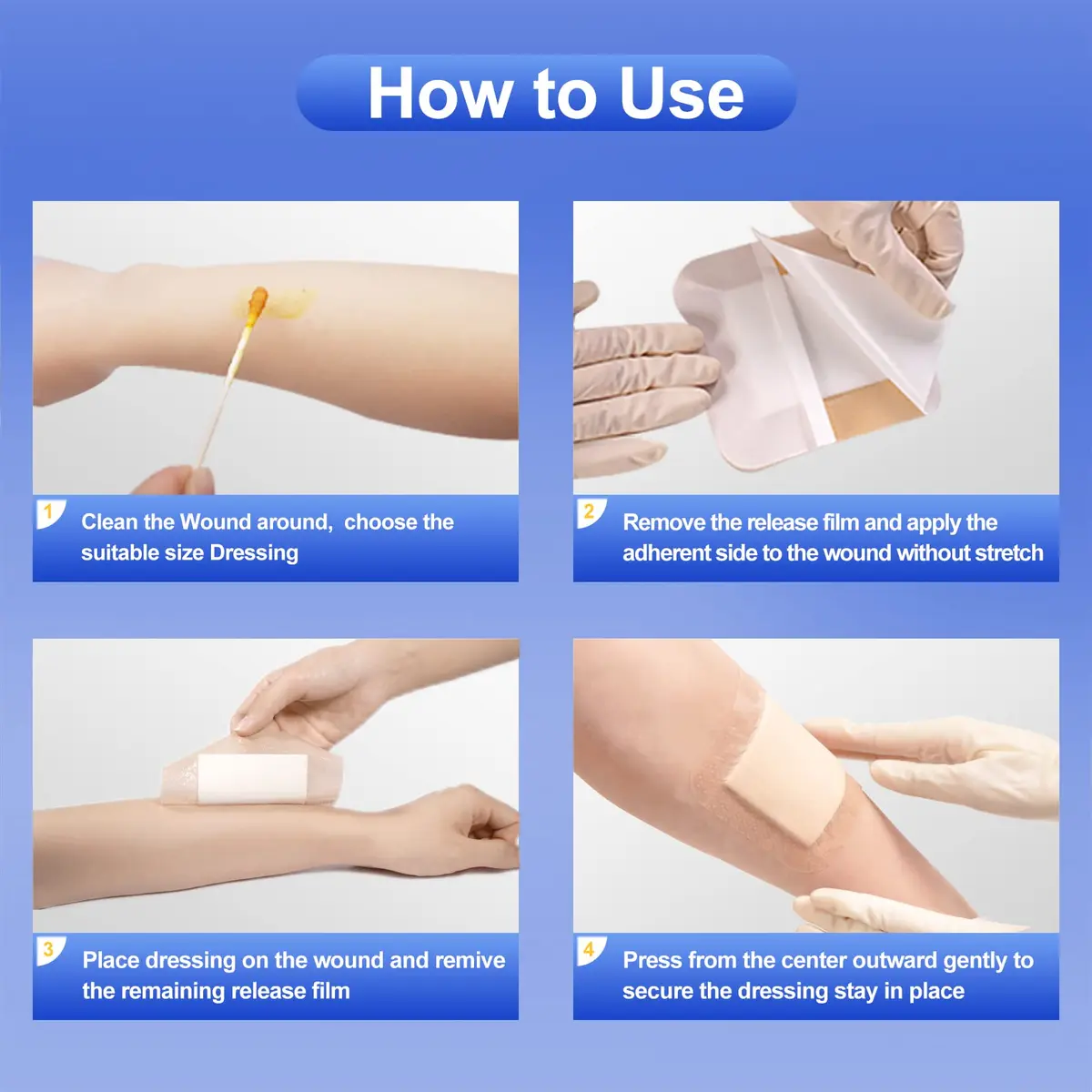 Niceful Silicone Foam Dressing 5"x5" (10 Pcs) | Gentle Adhesive for Sensitive Skin - view 6