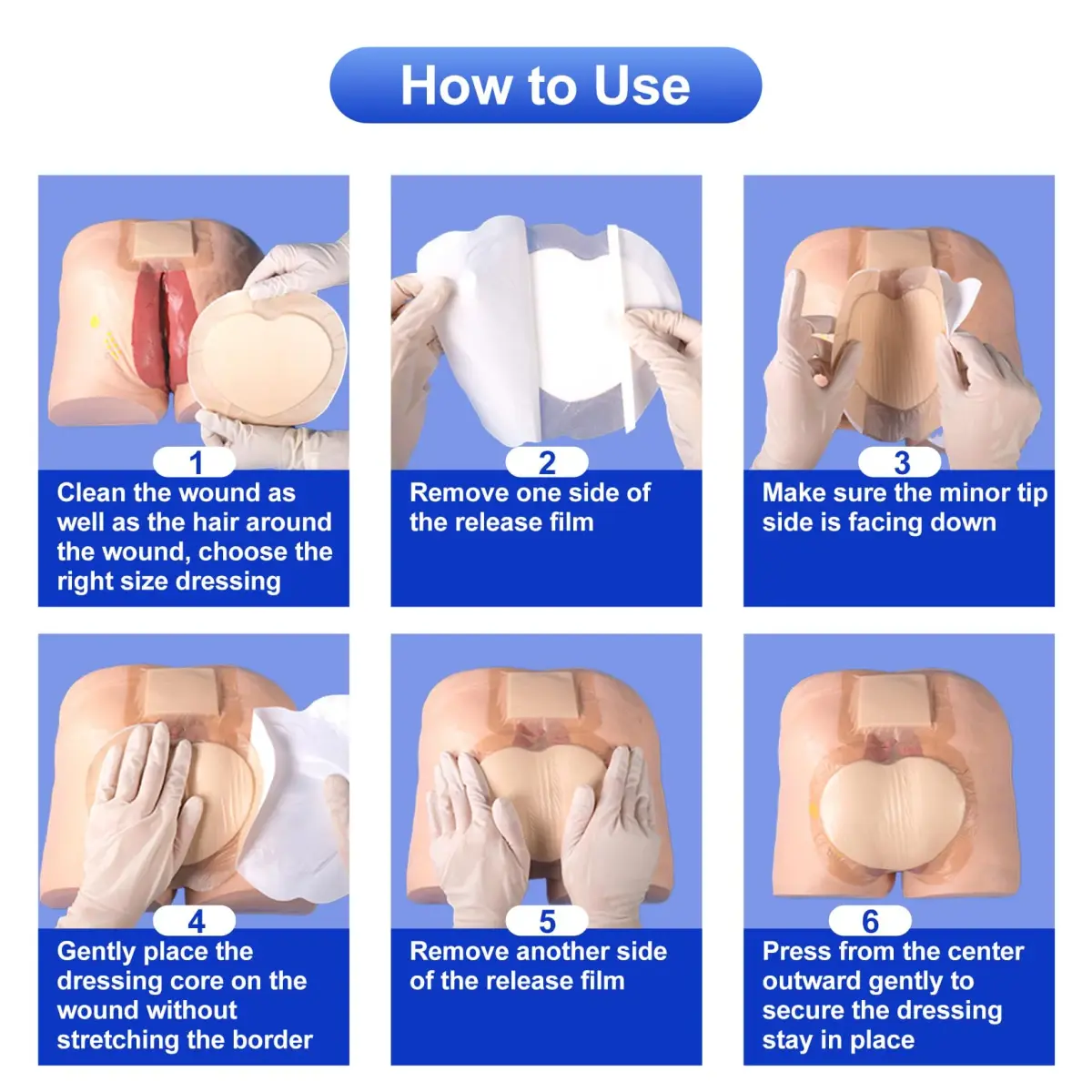 Niceful Sacral Silicone Foam Dressing 9"x9" (22.86cm x 22.86cm) 5 PCS | Moist Healing for Bed Sores - view 6