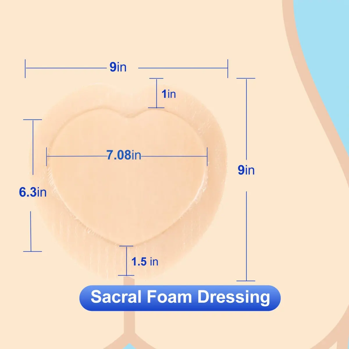 Niceful Sacral Silicone Foam Dressing 9"x9" (22.86cm x 22.86cm) 5 PCS | Moist Healing for Bed Sores - view 2