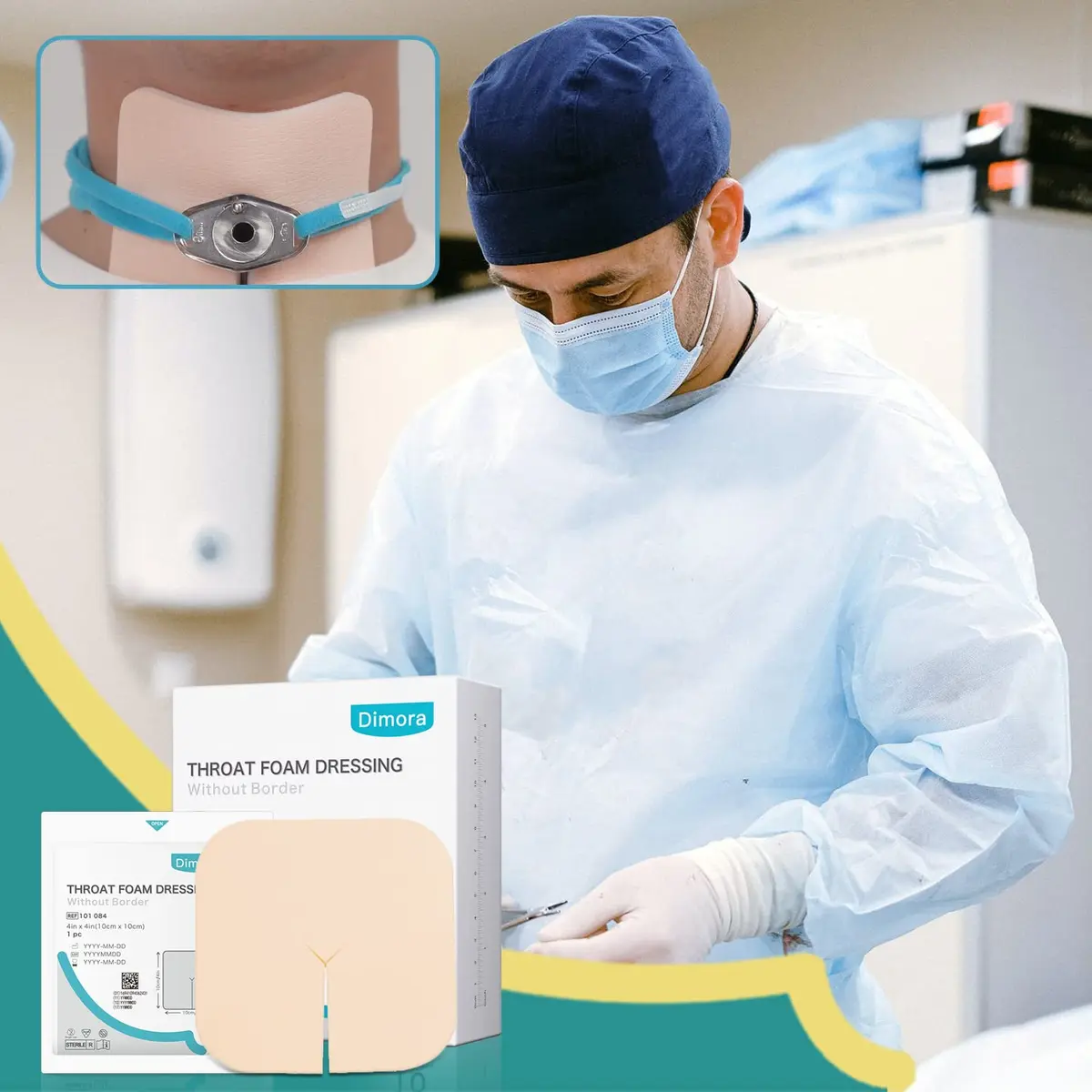 Dimora Fenestrated Foam Dressing 4"x4" | Highly Absorbent, Soft Wound Care for Ostomy & Tracheostomy (110-120 chars) - view 3