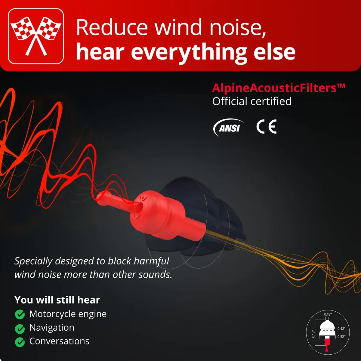 Alpine MotoSafe Race MotoGP™ Ear Plugs | 20dB Noise Reduction for Motorcycling - view 2