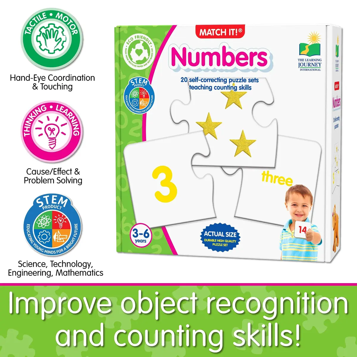 The Learning Journey Match It! Numbers Self-Correcting Counting Puzzles 60 Pieces | Educational Toy for Ages 3+ - view 5