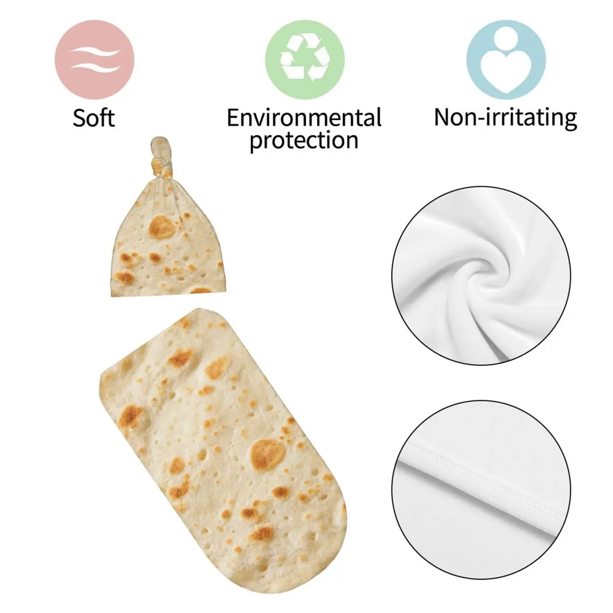 Osvbs Burrito Taco Tortilla Newborn Swaddle Blanket with Beanie Set | Soft & Stretchy for 0-6 Months - view 7