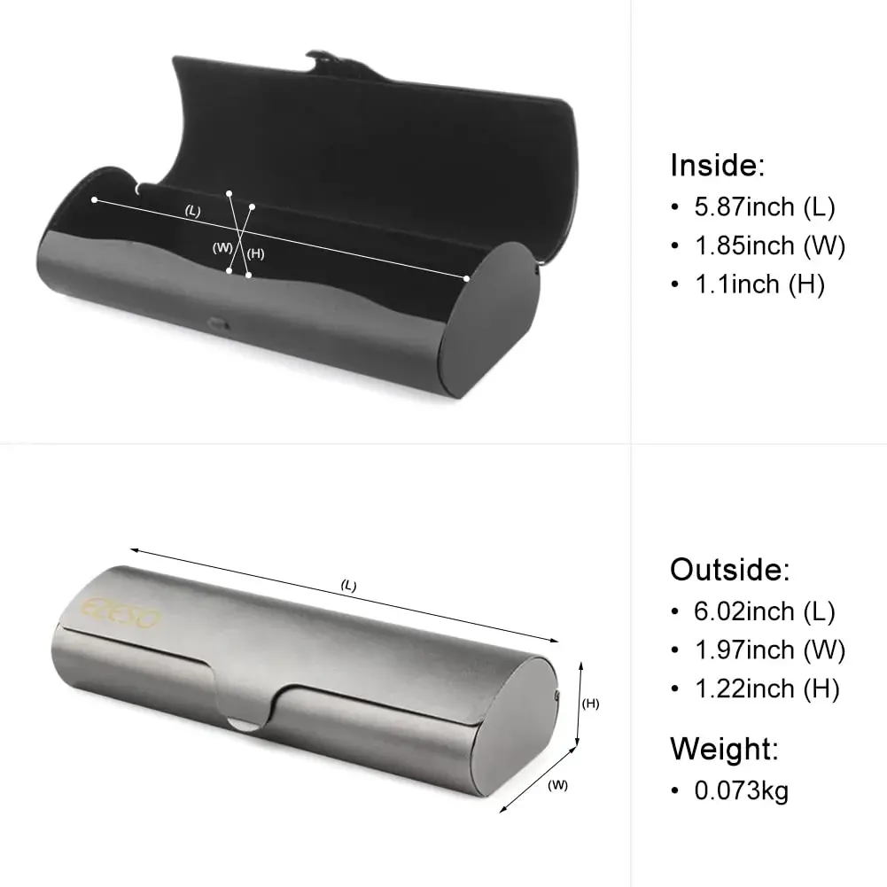 EZESO ESSENTIAL SKINCARE 2 PCS Aluminum Eyeglass Case Set | Hard Shell, Lightweight, Universal Fit - view 2