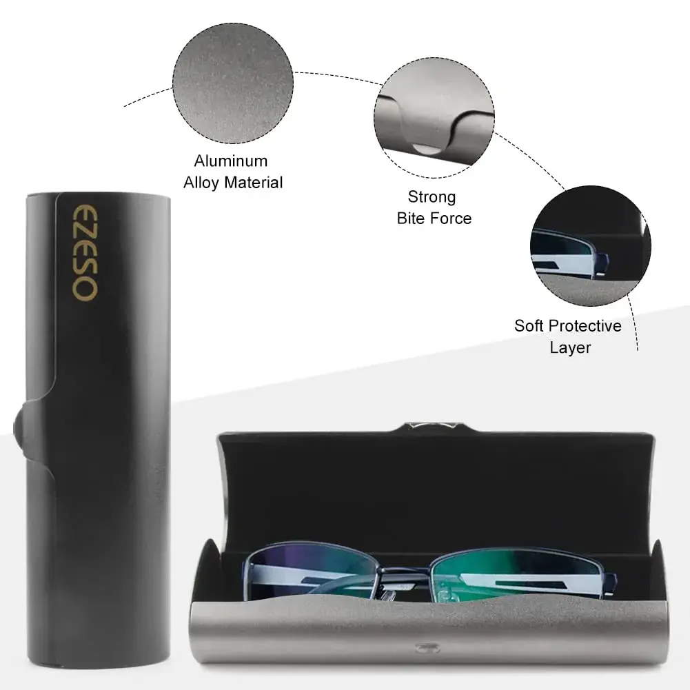 EZESO ESSENTIAL SKINCARE 2 PCS Aluminum Eyeglass Case Set | Hard Shell, Lightweight, Universal Fit - view 3