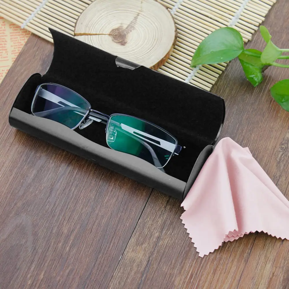 EZESO ESSENTIAL SKINCARE Hard Eyeglass Case for Men & Women, Aluminum Alloy with Suede Lining, Black (2-Pack, Small) - view 8