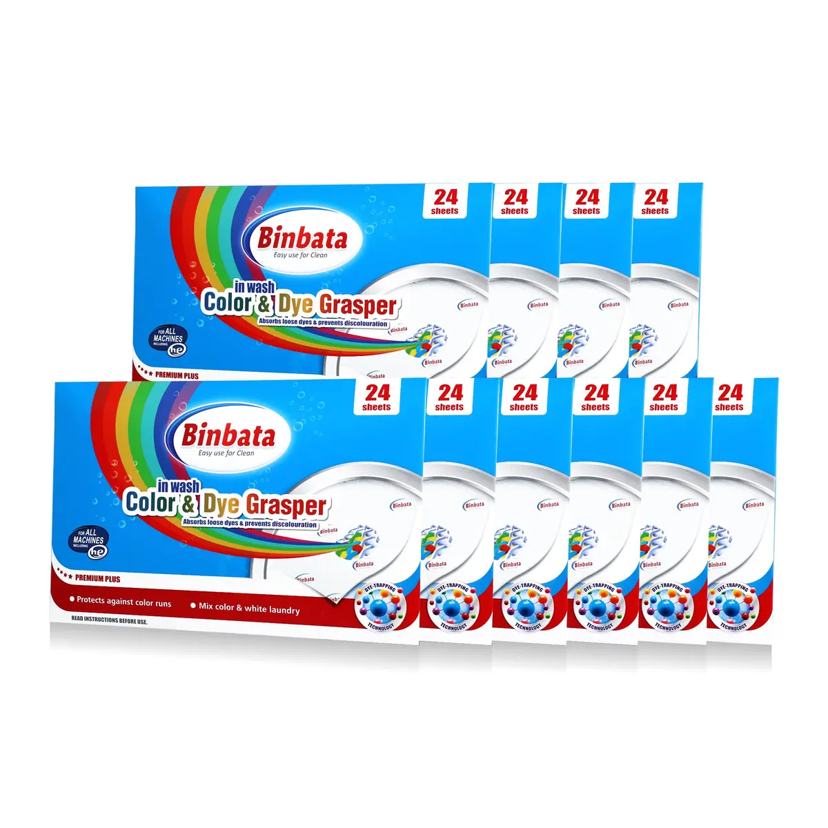 Binbata Color Grasper Laundry Sheets 240 Count | Dye Catcher for Mixed Loads, Prevents Color Bleed - main product image