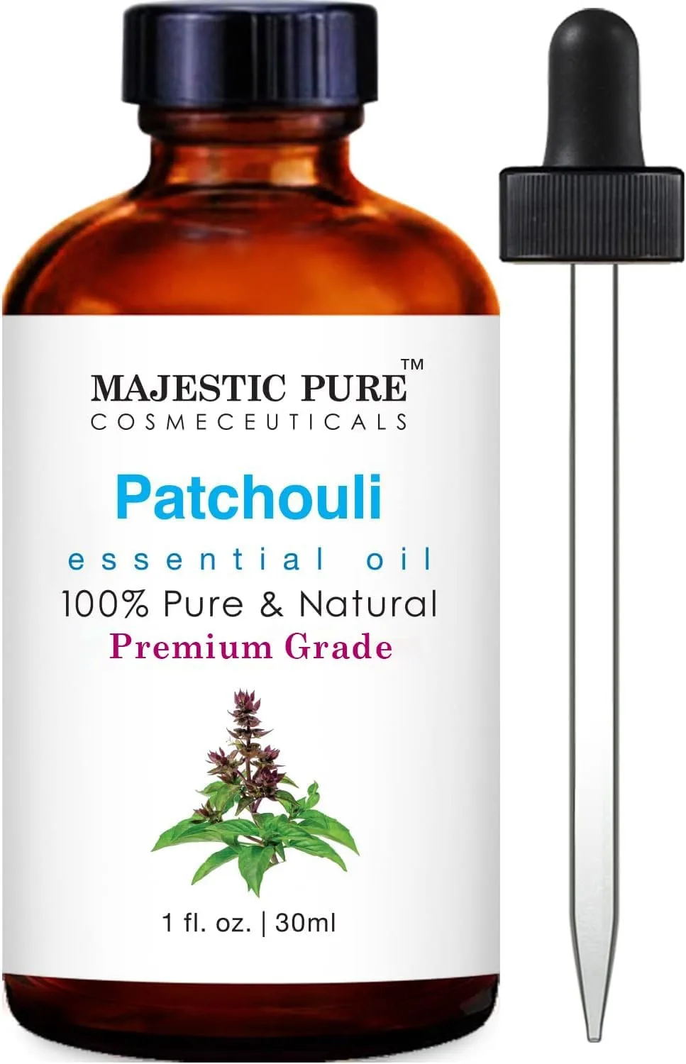 Majestic Pure Patchouli Essential Oil with Glass Dropper, 1 Fl Oz | Pure & Natural Aromatherapy Oil - main product image