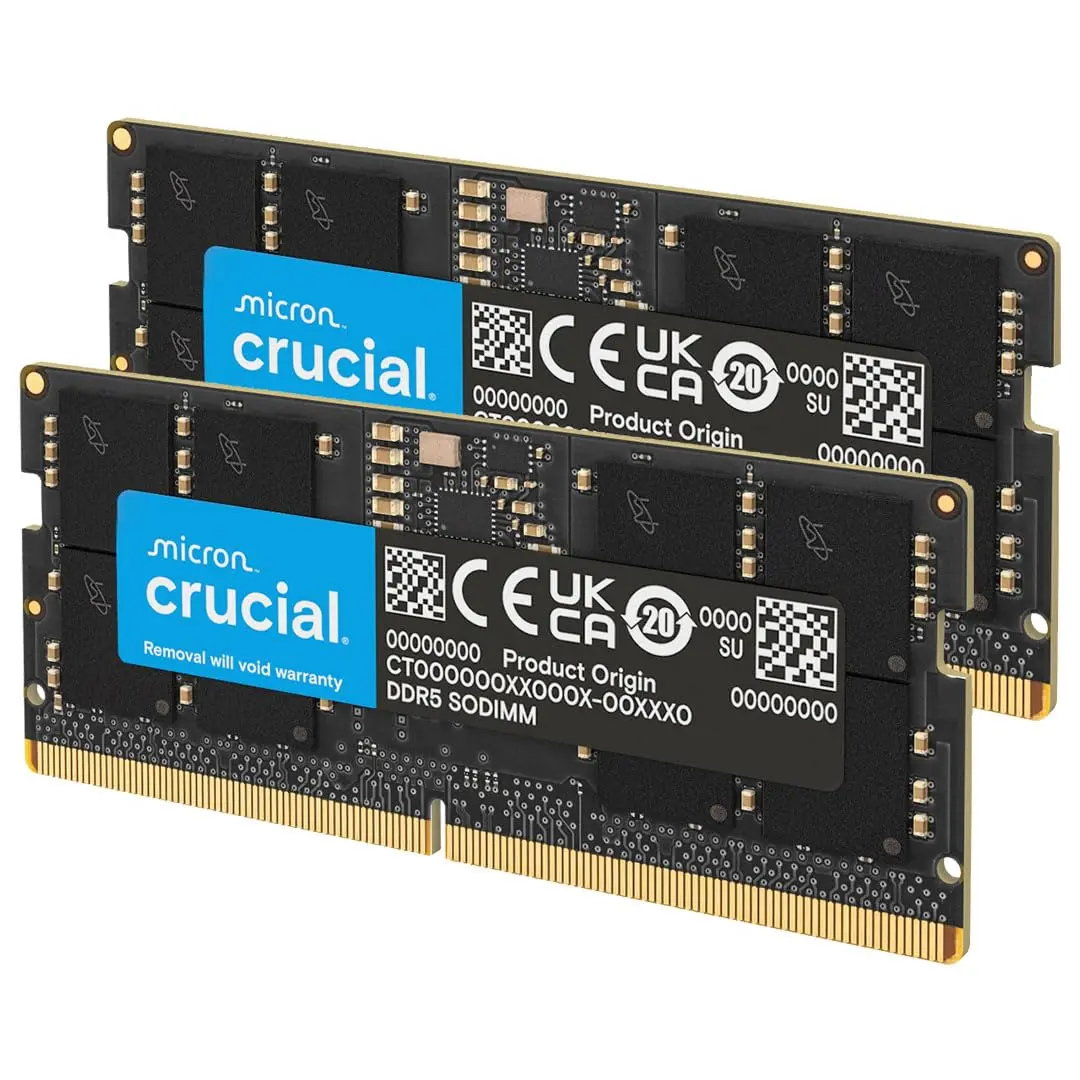 Crucial 64GB DDR5 RAM Kit (2x32GB) 4800MHz CL40 SODIMM Laptop Memory | Boosts System Performance - main product image