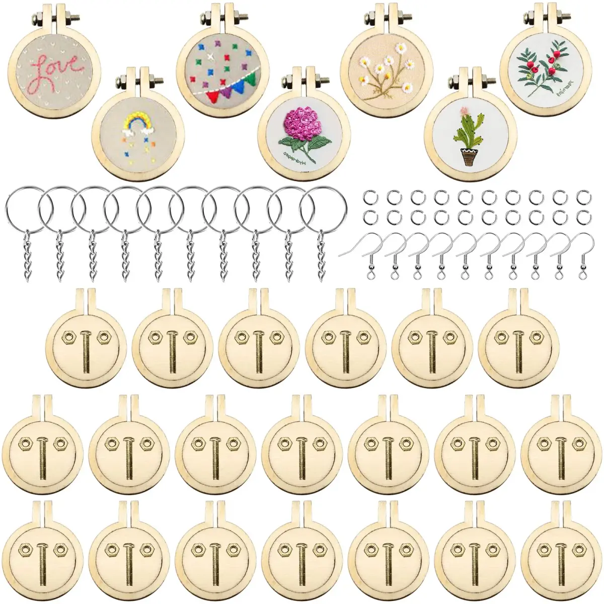 ZOCONE 20 Pack Mini Embroidery Hoops with Accessories | DIY Necklace Pendant & Keychain Craft - main product image