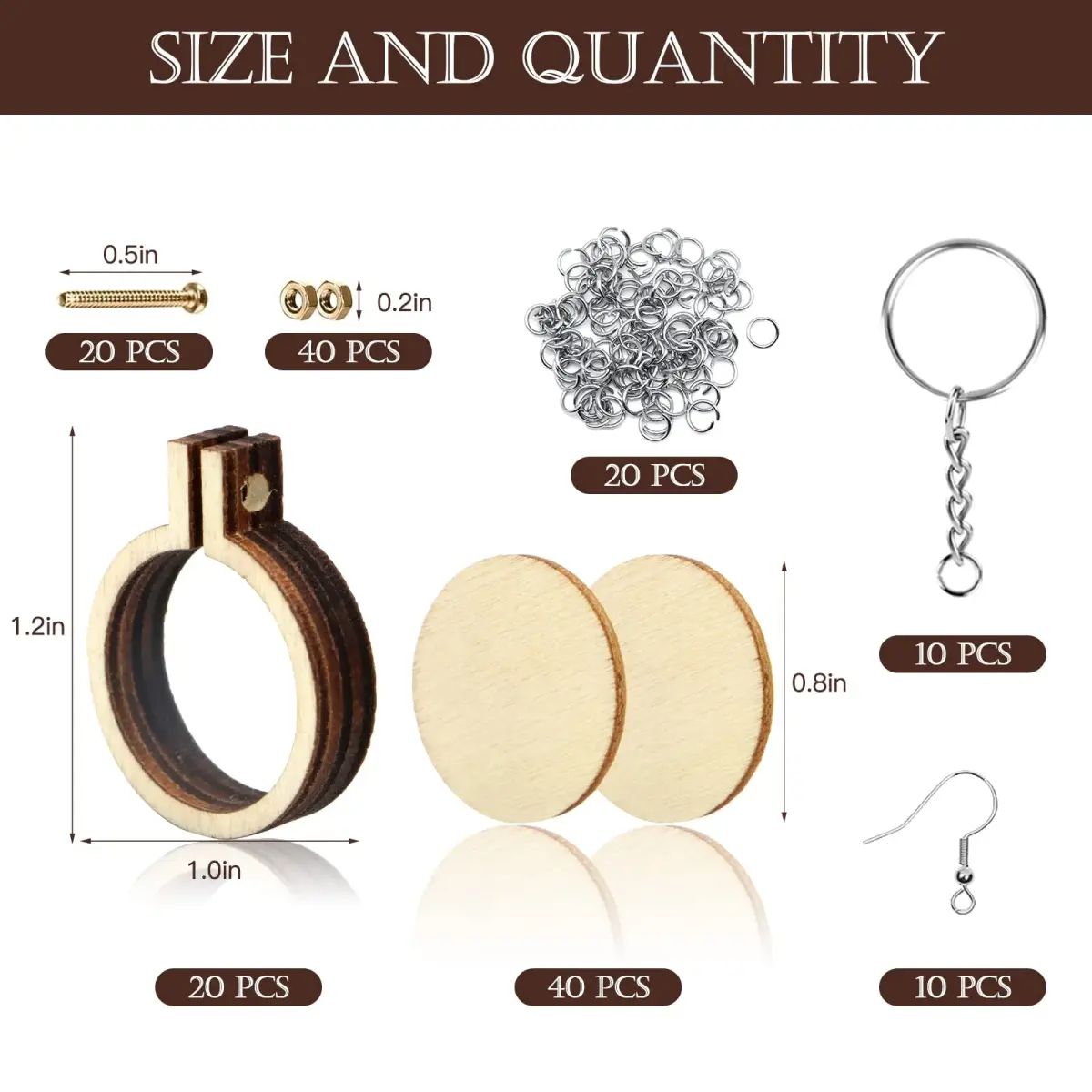ZOCONE 20 Pack Mini Embroidery Hoops with Accessories | DIY Necklace Pendant & Keychain Craft - view 2