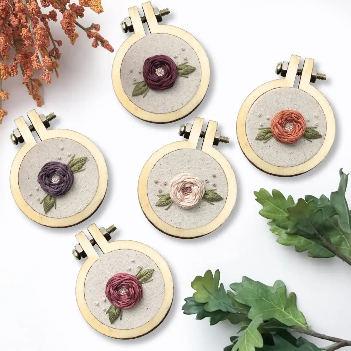 ZOCONE 40 Pack Mini Embroidery Hoops Set | DIY Pendant Keychain Crafting - view 5