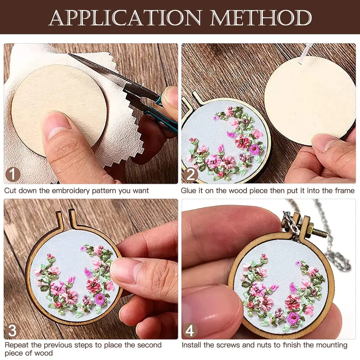 ZOCONE 40 Pack Mini Embroidery Hoops Set | DIY Pendant Keychain Crafting - view 3