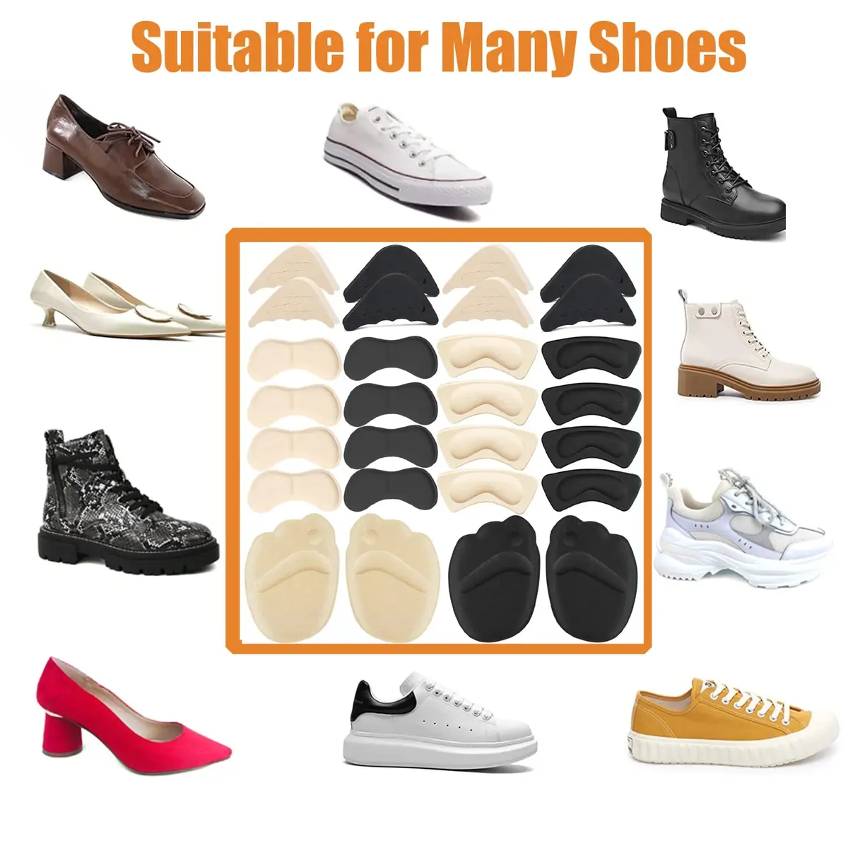 LHHXX33 Shoe Filler Heel Pads 16 Pairs | Comfortable, Breathable Foam Inserts for Women’s Shoes - view 7
