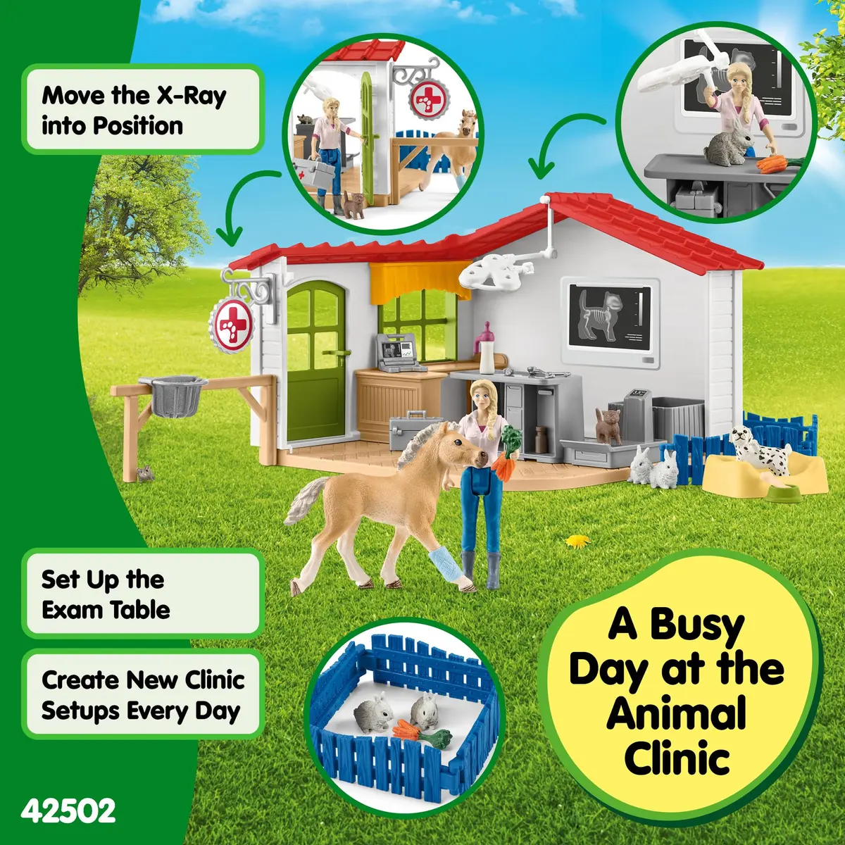 Schleich Farm World - 43Pc Veterinarian Practice with Pets | Interactive Animal Playset for Kids 3+ - view 6
