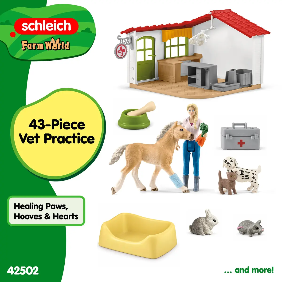 Schleich Farm World - 43Pc Veterinarian Practice with Pets | Interactive Animal Playset for Kids 3+ - view 7