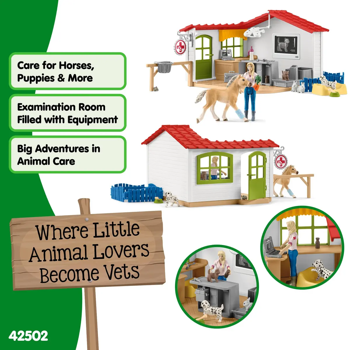 Schleich Farm World - 43Pc Veterinarian Practice with Pets | Interactive Animal Playset for Kids 3+ - view 2