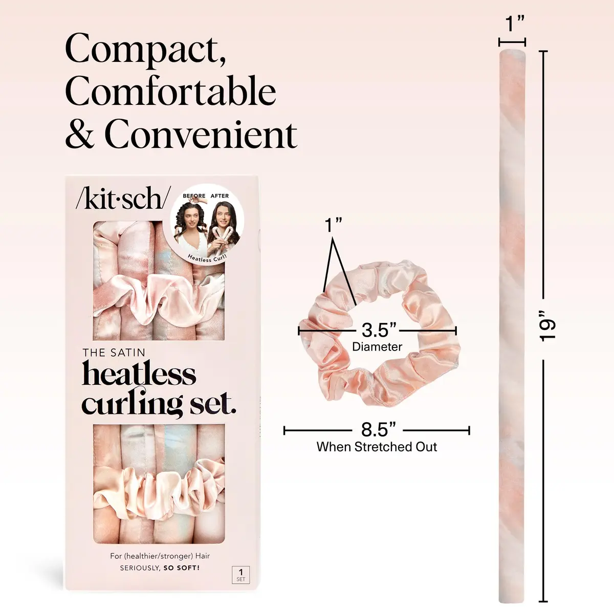 Kitsch Satin Heatless Curls Overnight Set - Sunset Tie Dye | 34" Rod & 2 Satin Scrunchies - view 5