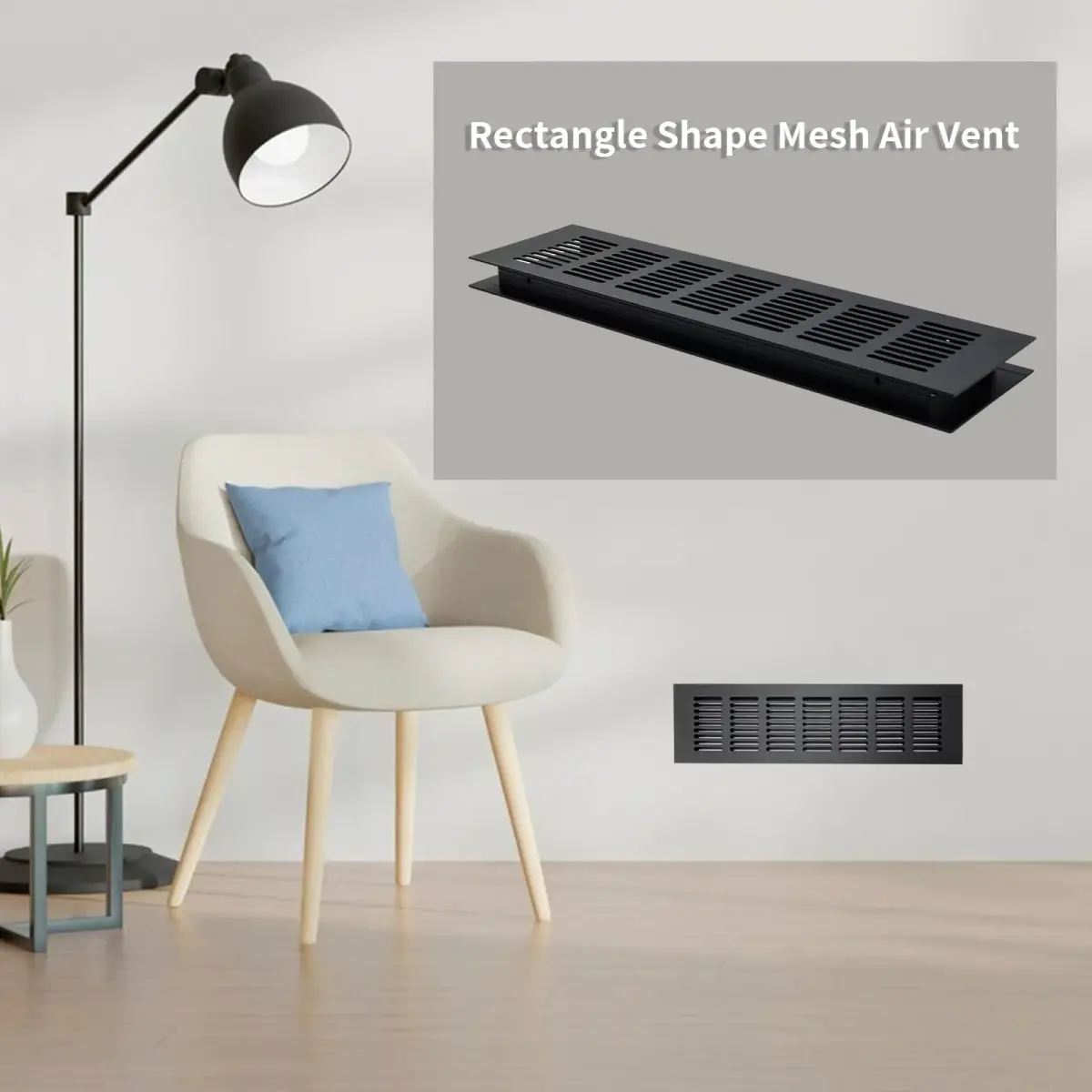 Geesatis Black Air Vent Covers 400 x 100 mm (15.7 x 4 Inch) | Rust-Proof Aluminum Alloy for Cabinets & Closets - view 5