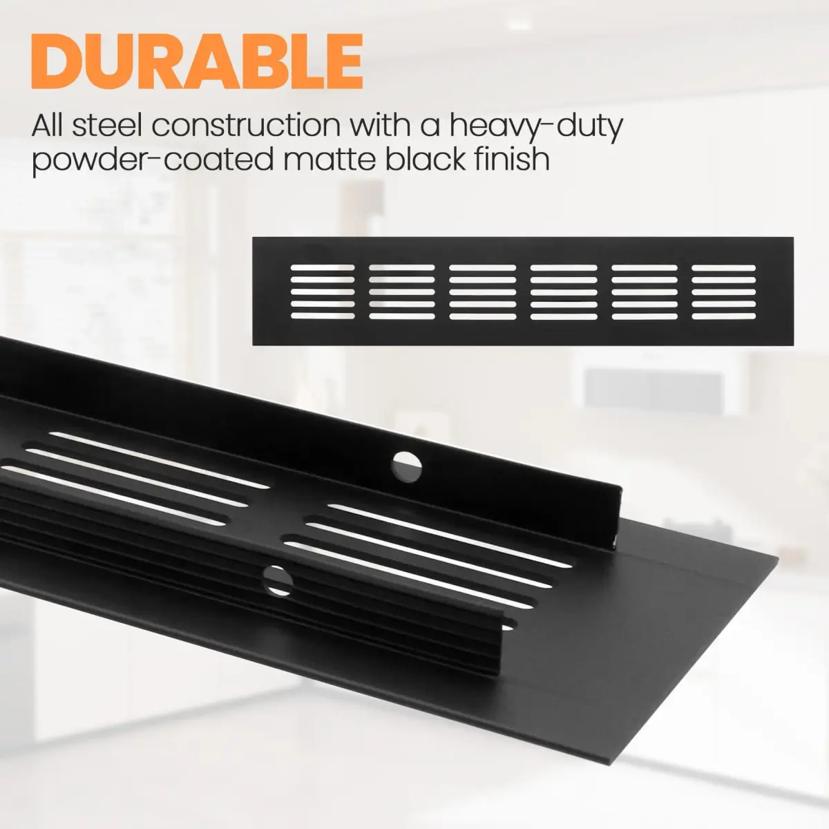 Geesatis Black Air Vent Covers 400 x 100 mm (15.7 x 4 Inch) | Rust-Proof Aluminum Alloy for Cabinets & Closets - view 3