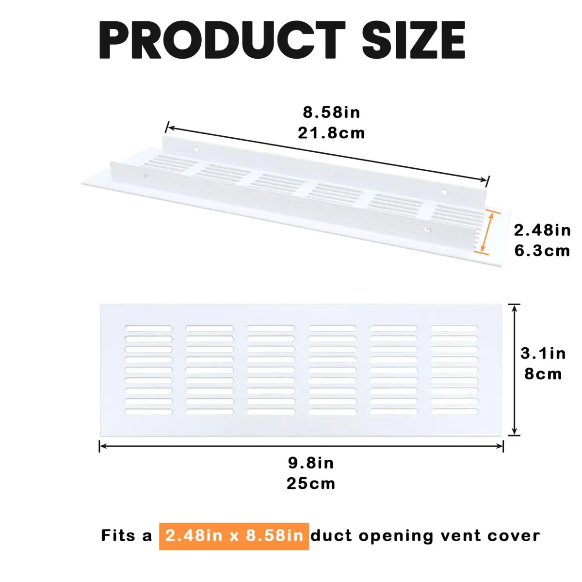 Geesatis White Air Vent Covers 9.8 x 3.1 Inch | Rust-Proof Aluminum Alloy for Cabinets & Closets - view 2