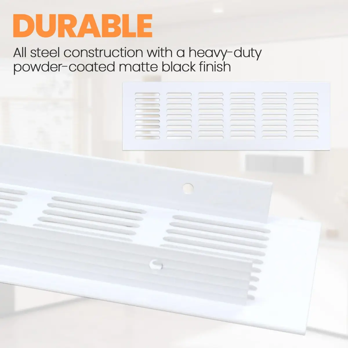 Geesatis White Air Vent Covers 9.8 x 3.1 Inch | Rust-Proof Aluminum Alloy for Cabinets & Closets - view 3
