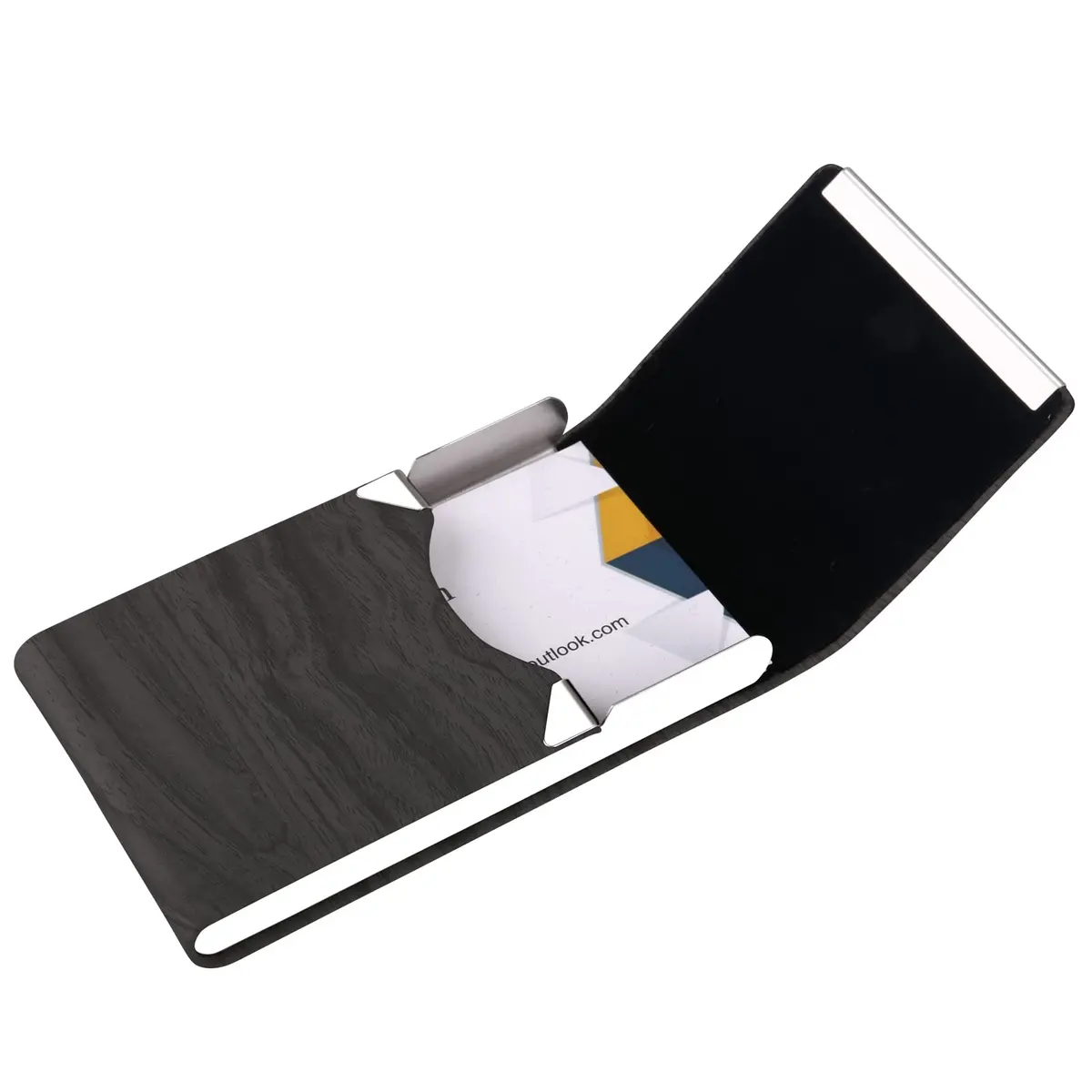 JuneLsy Professional PU Leather Business Card Holder Case with Magnetic Shut (BlackDM) | Holds 15-20 Cards - view 2