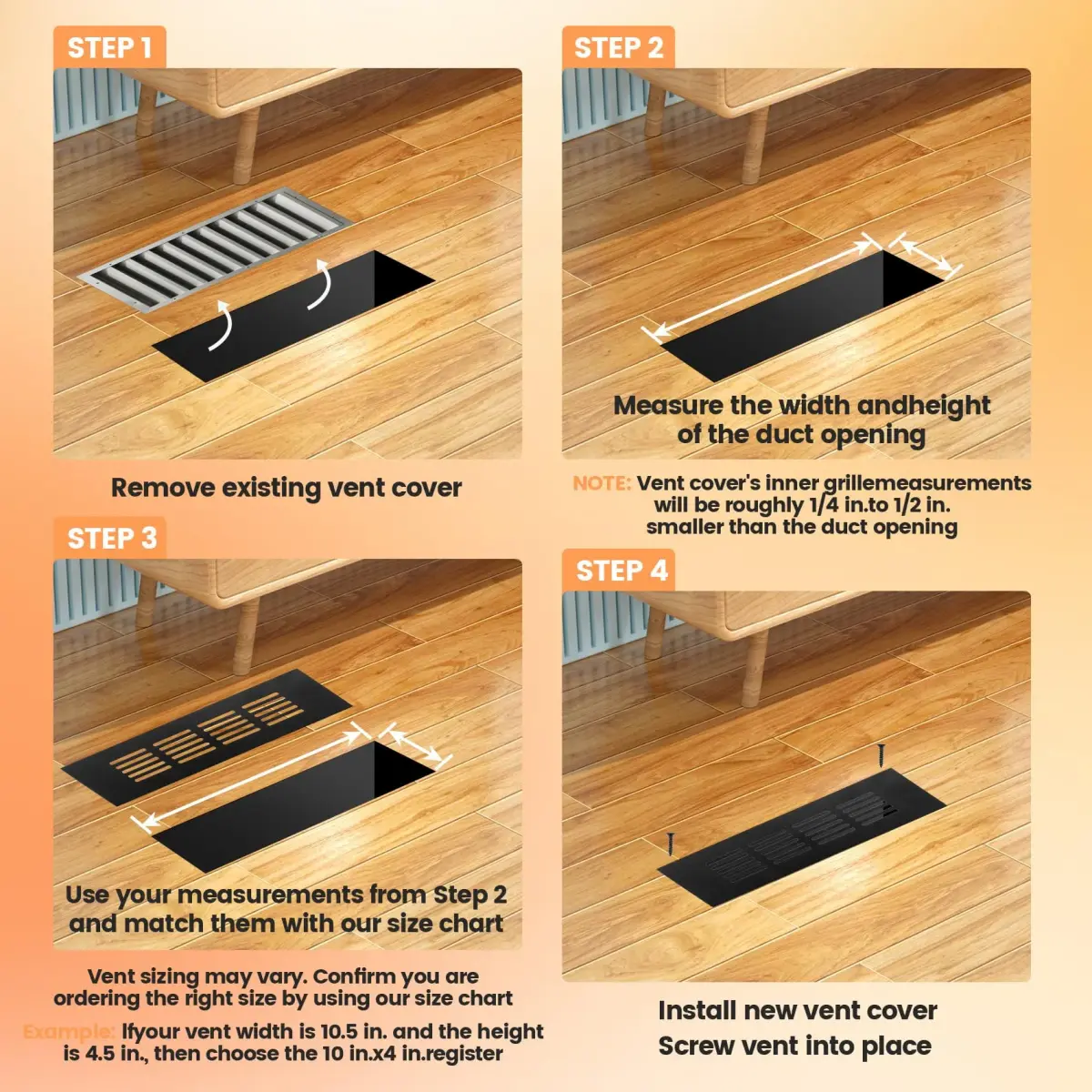 Geesatis White Air Vent Covers - 11.8 x 3.1 Inch Rust-Proof Aluminum Alloy for Cabinets & Closets - view 4