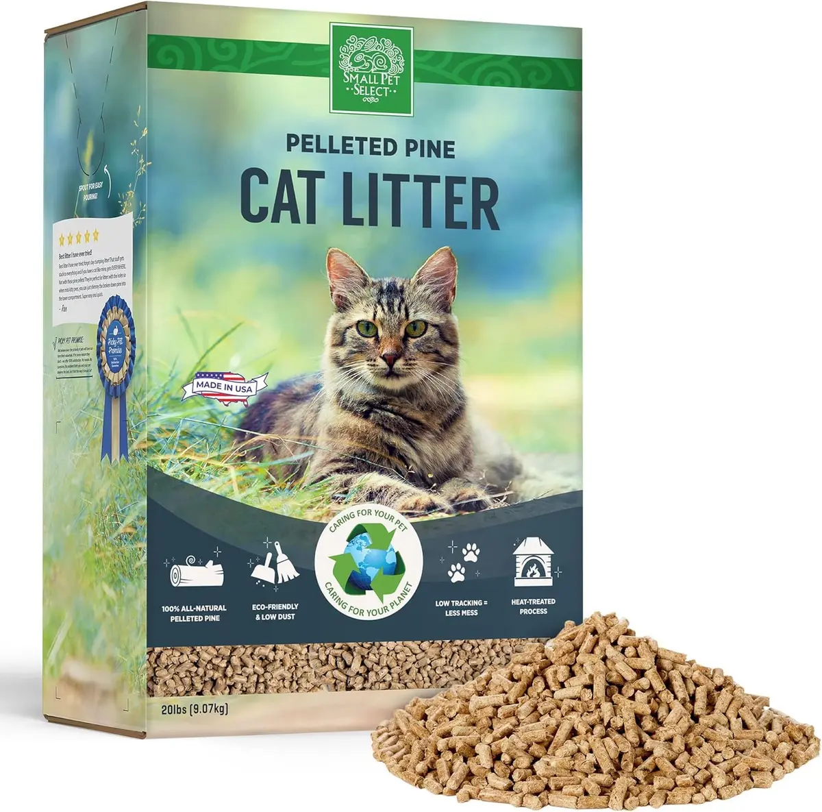 Small Pet Select Pine Pellet Cat Litter | Non-Clumping, Low Dust, 20 lb | Natural Odor Control - main product image