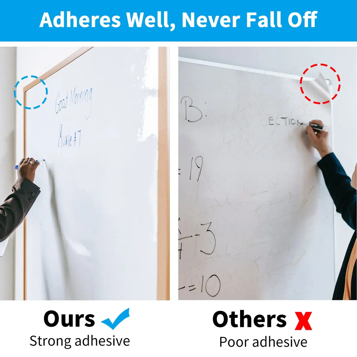 AFMAT Whiteboard Sticker 17.3" x 36" | Stain-Proof Peel & Stick White Board for Wall - view 3