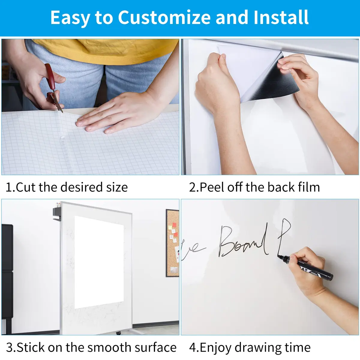 AFMAT Whiteboard Sticker 17.3" x 36" | Stain-Proof Peel & Stick White Board for Wall - view 4