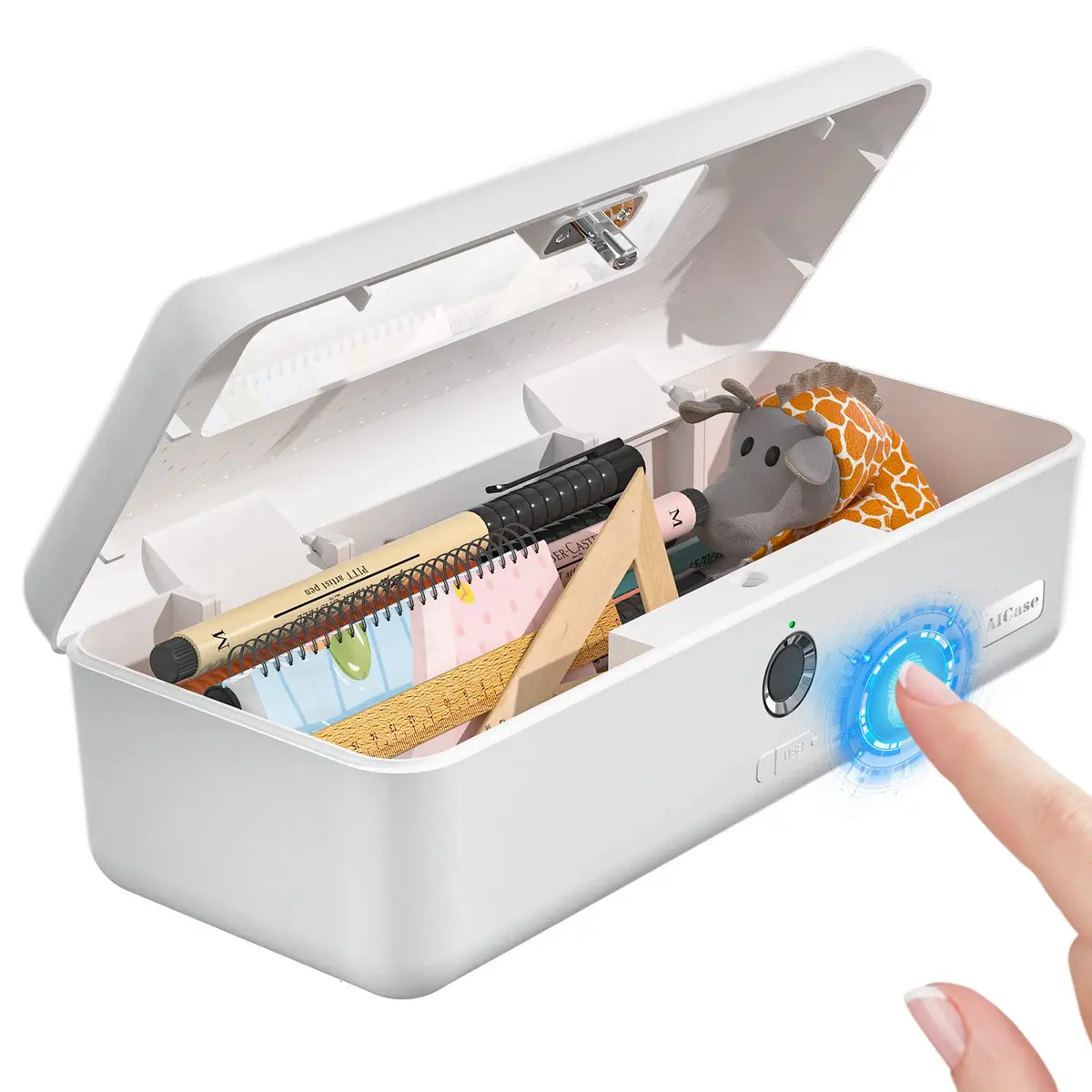 AICase Safe Portable Biometric Fingerprint Storage Box for Adults & Teens | Compact, Secure & Multifunctional - main product image