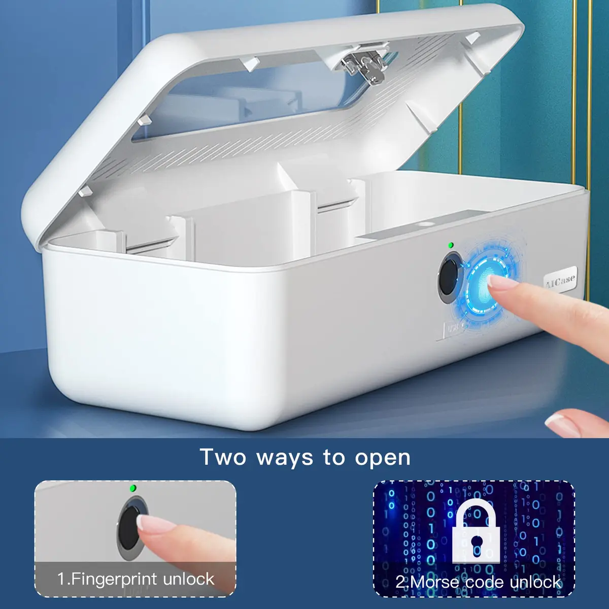 AICase Safe Portable Biometric Fingerprint Storage Box for Adults & Teens | Compact, Secure & Multifunctional - view 2